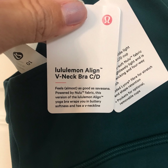 Lululemon Align V-Neck Bra *Light Support, C/D Cup Storm Teal sz 10 NWT - Picture 6 of 11